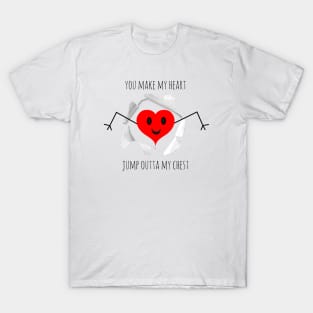 Valentine's day heart jumping out of chest T-Shirt